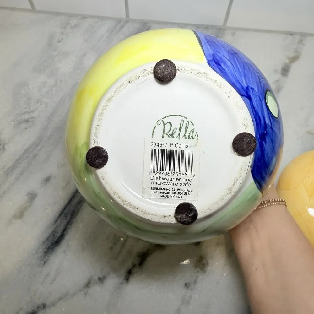Bella Ceramica Alfresco Fruit #1 Canister 10” Hand Painted Jar Crock